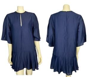 Pfeiffer blue shift dress bell sleeves key hole opening at chest size medium